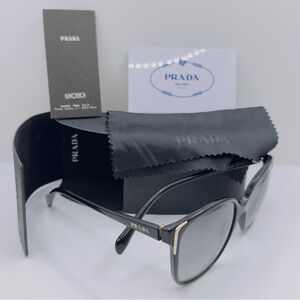 Black prada cat eye sunglasses with gray radiant lenses